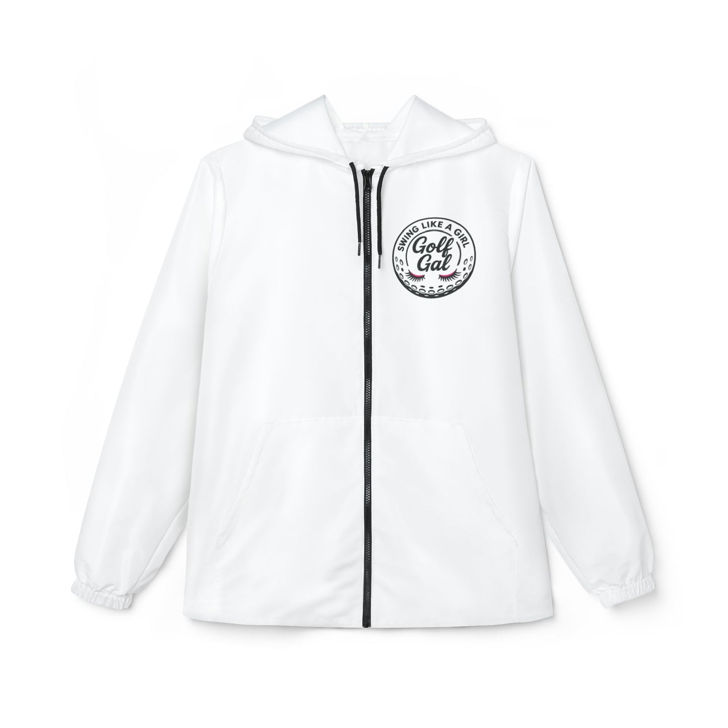 White Golf Gal Swing Like a Girl Windbreaker Jacket