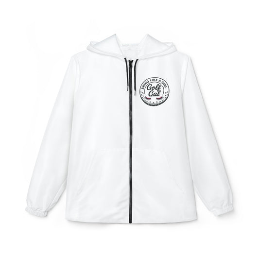 White Golf Gal Swing Like a Girl Windbreaker Jacket