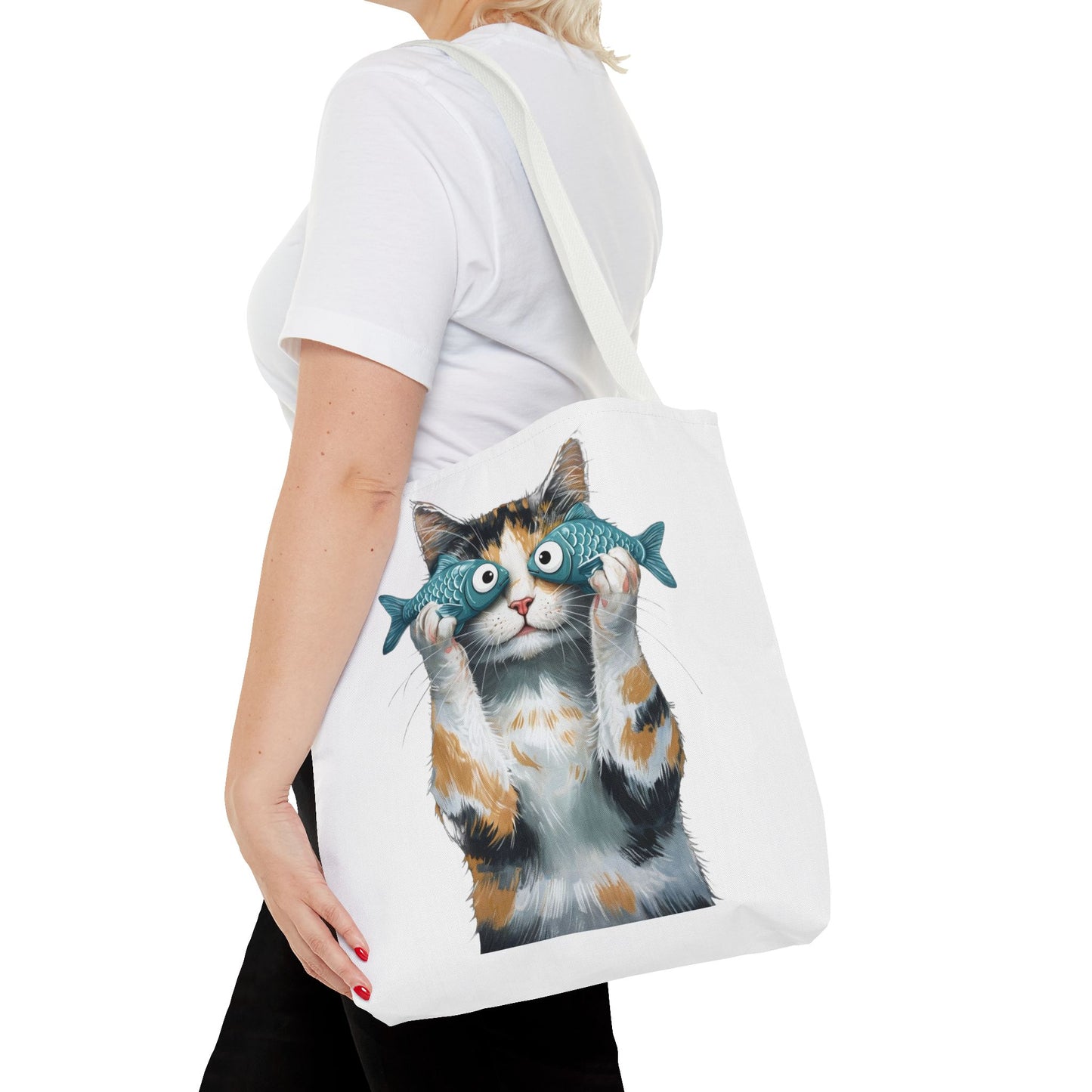 Cat with fish glasses Tote Bag
