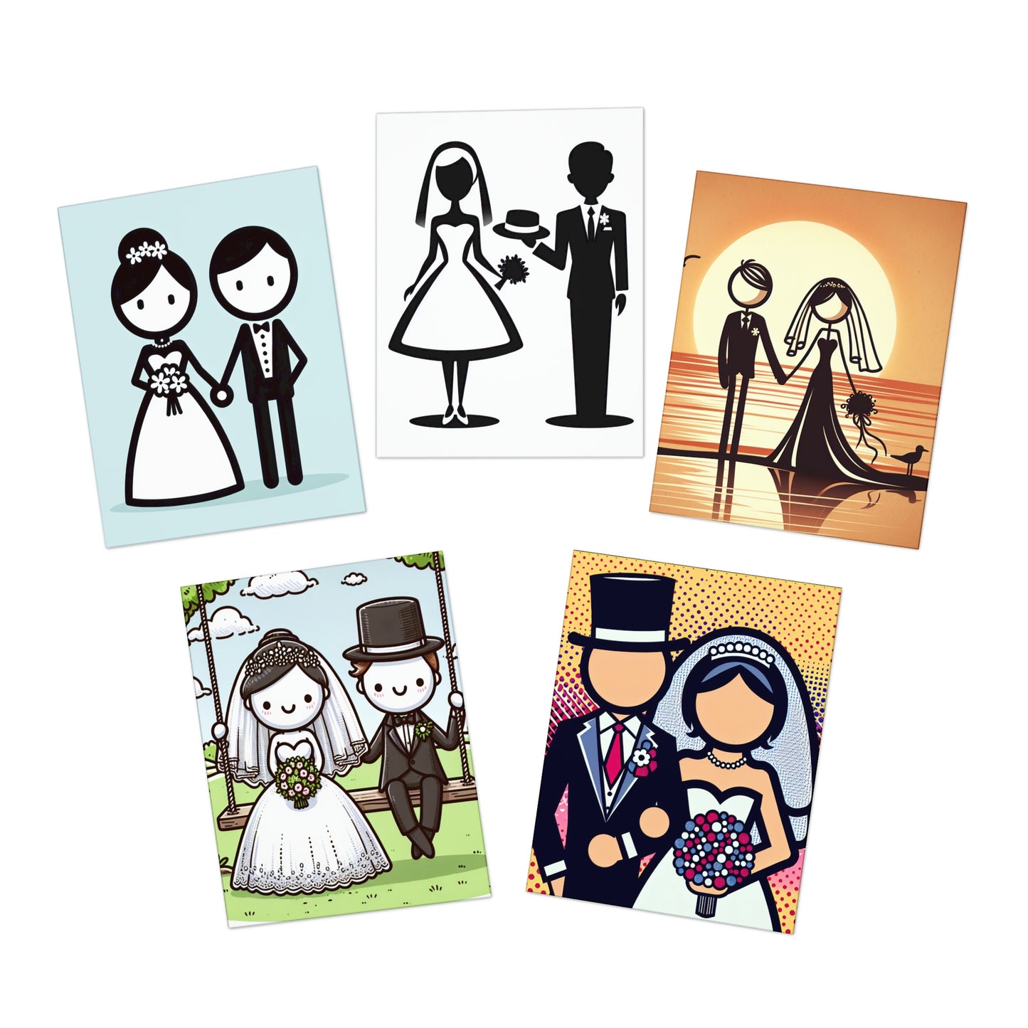 bride and groom Greeting Cards (5-Pack)