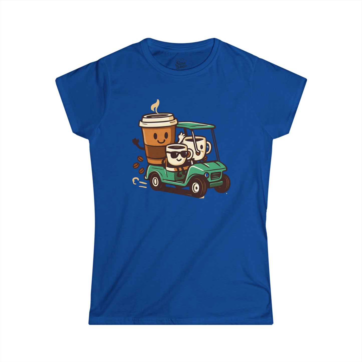 Coffee Cups in Golf Cart Women's Softstyle Tee