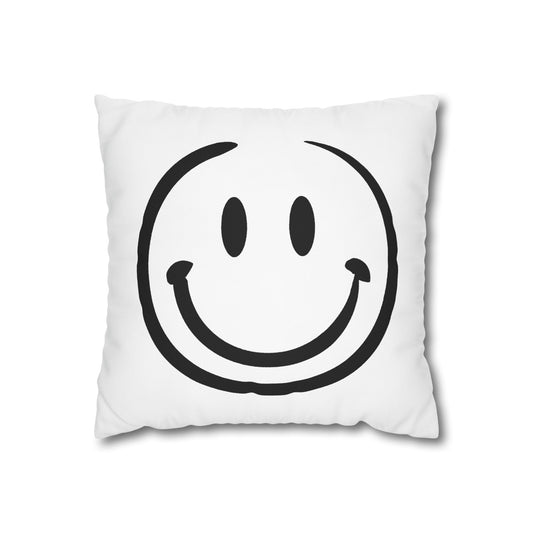 black smiley face Canvas Pillow cover