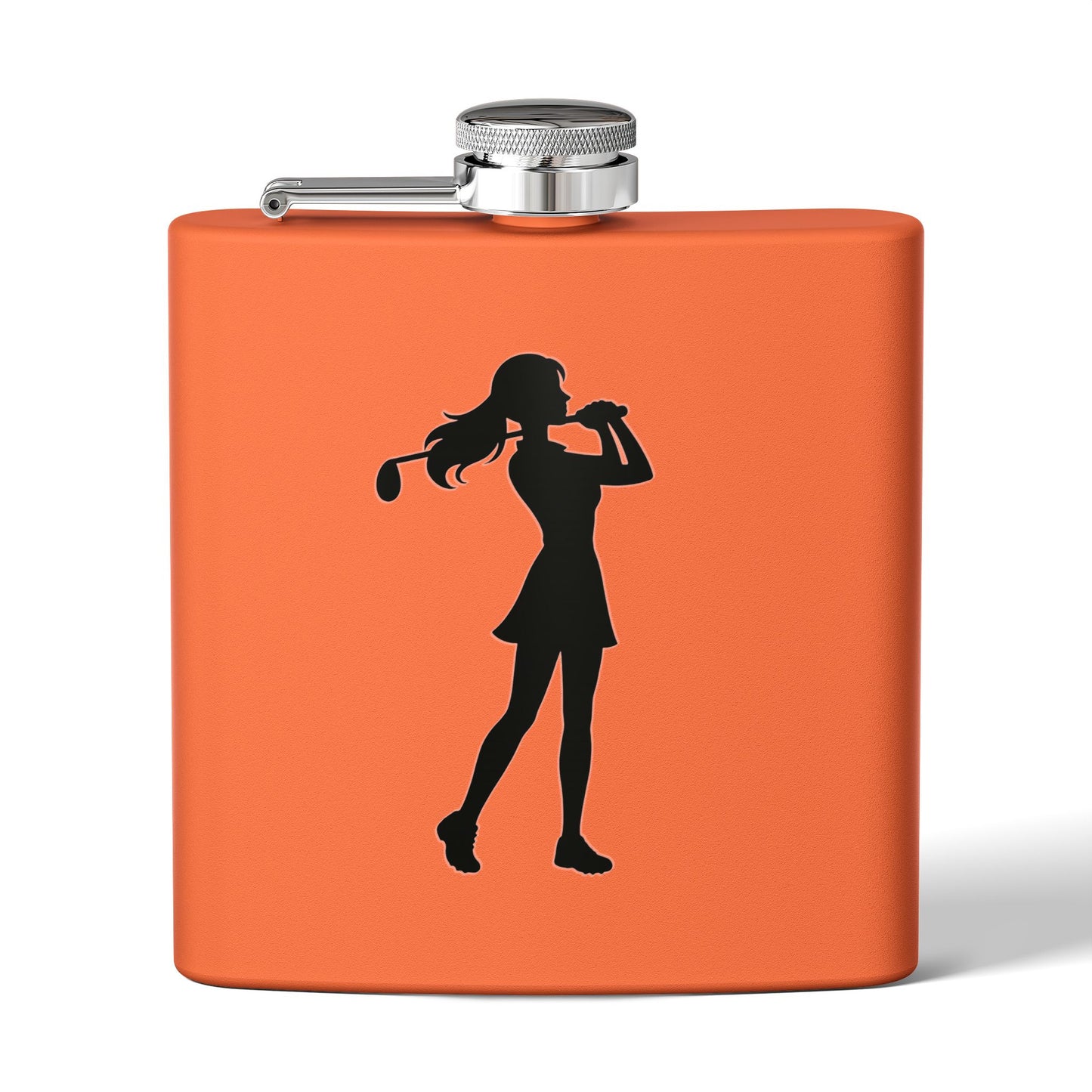 Golf Gal Silhoette Sleek Stainless Steel Flask