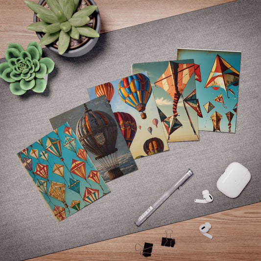 vintage hot air balloons and kites Greeting Cards (5-Pack)