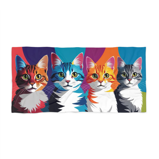 pop art abstract cats Beach Towel