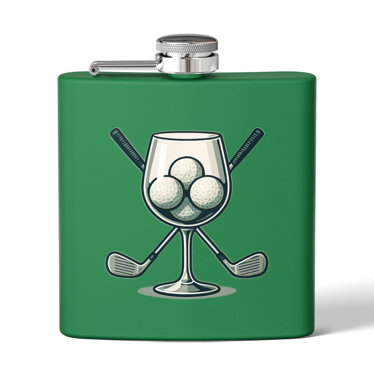 Golf Clubs and Wine Sleek Stainless Steel Flask