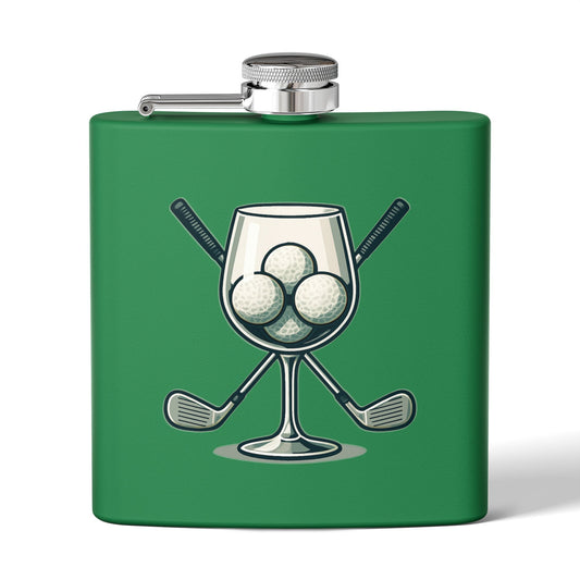 Golf Clubs and Wine Sleek Stainless Steel Flask