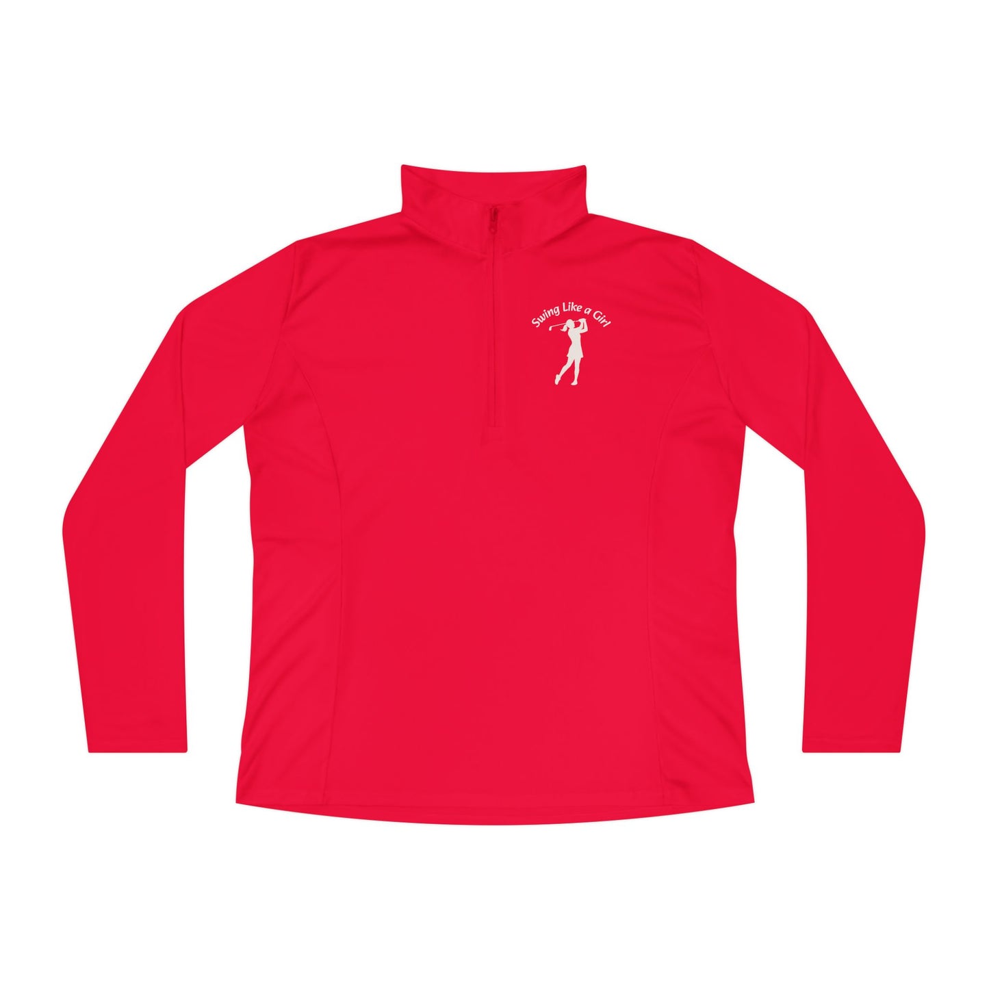 Swing Like A Girl Silhouette Ladies Quarter-Zip Pullover