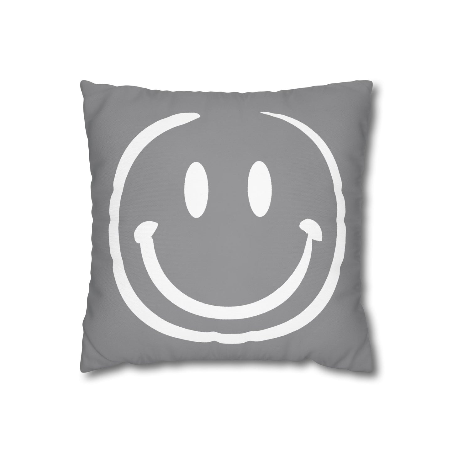 gray with white smiley face Canvas Pillow cover