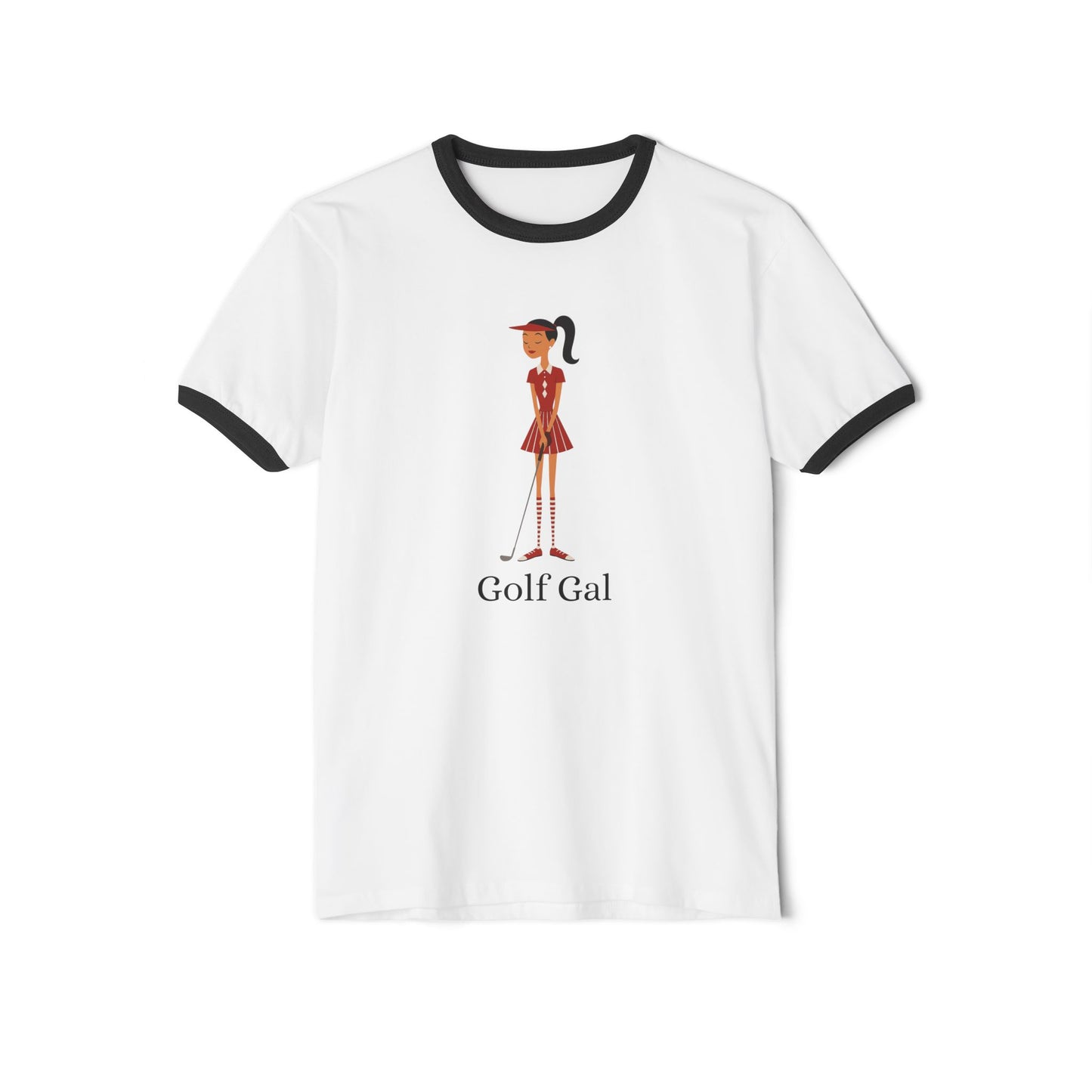Golf Gal Cotton Ringer T-Shirt Ruby