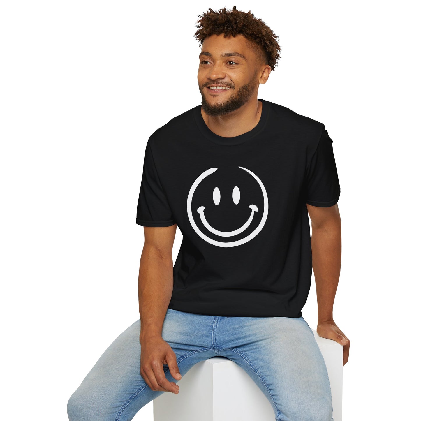 White smiley face - Unisex Softstyle T-Shirt
