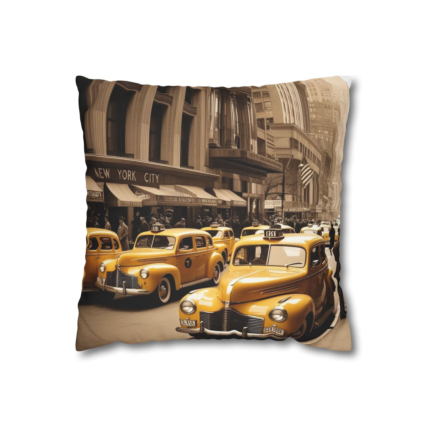 Vintage New York Poly Canvas Pillow cover