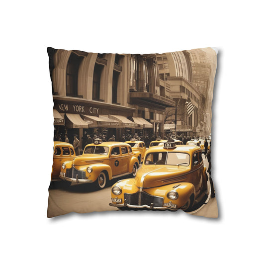 Vintage New York Poly Canvas Pillow cover