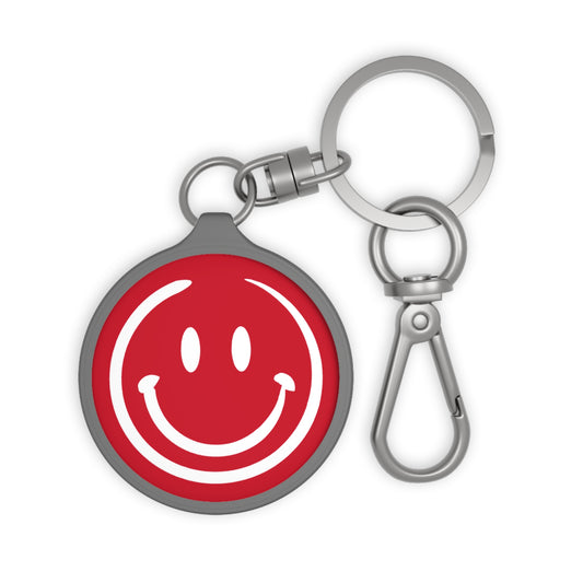 Red Smiley Face Keyring Tag