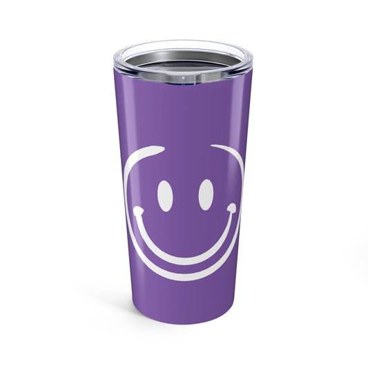 purple with white smiley face Tumbler 20oz
