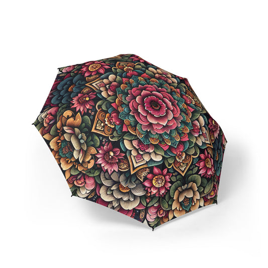 Floral mandala Umbrella - Semi-Automatic Foldable Design