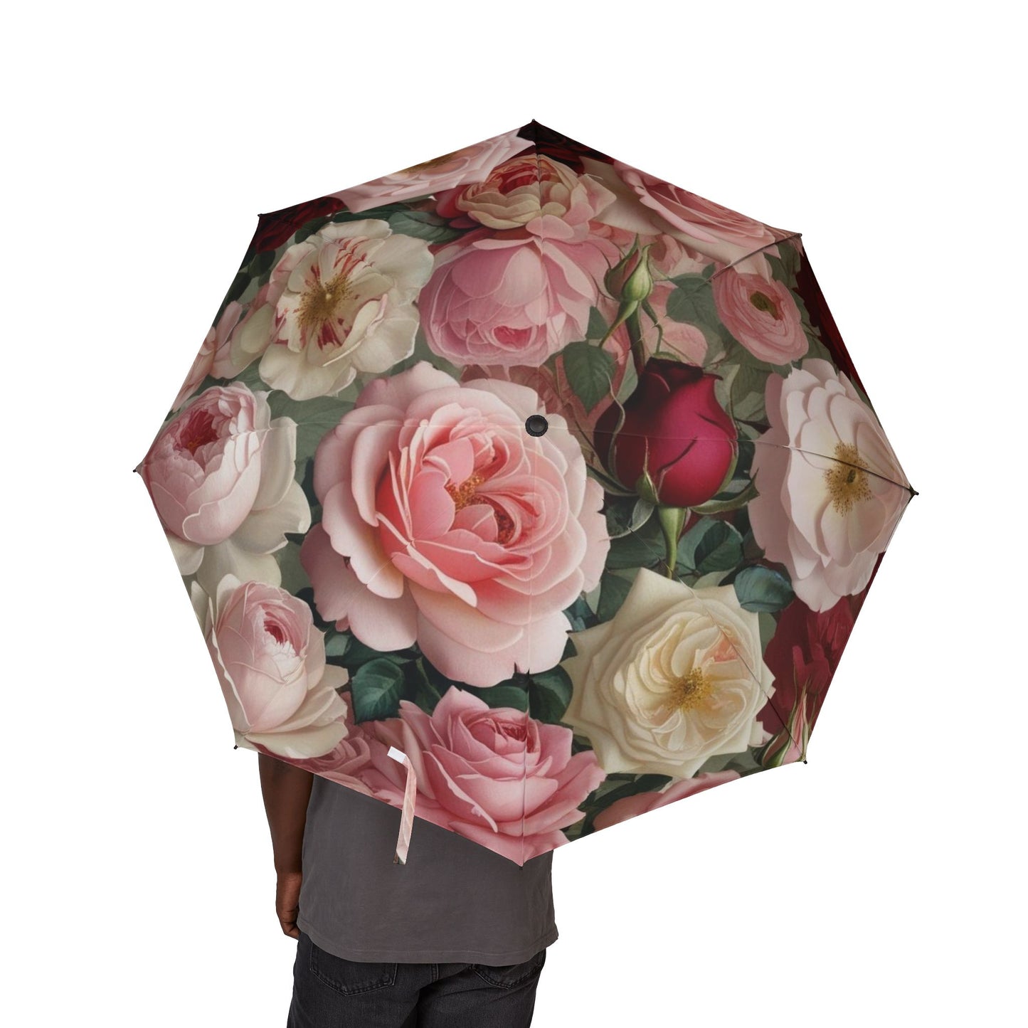 Rose flower Umbrella - Semi-Automatic Foldable Design