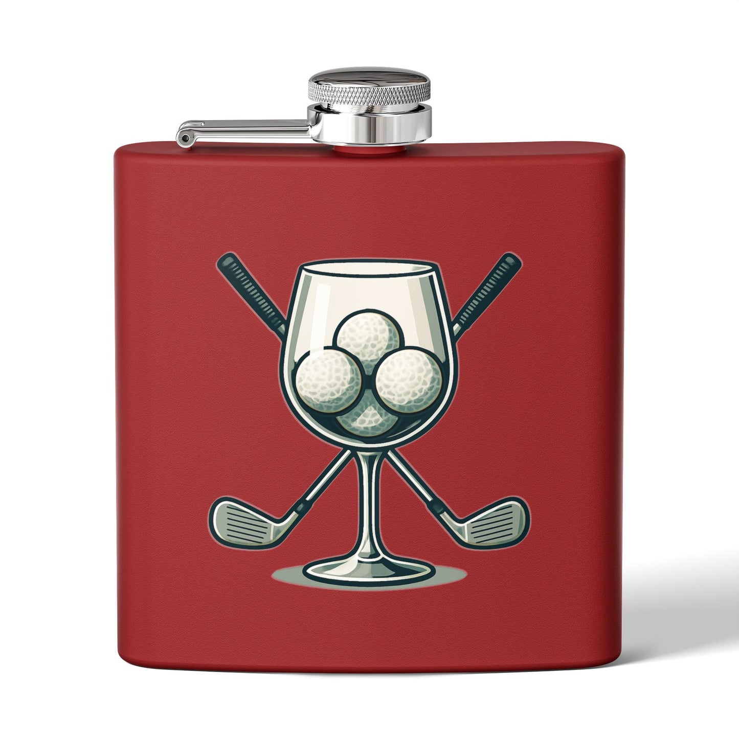 Golf Clubs and Wine Sleek Stainless Steel Flask