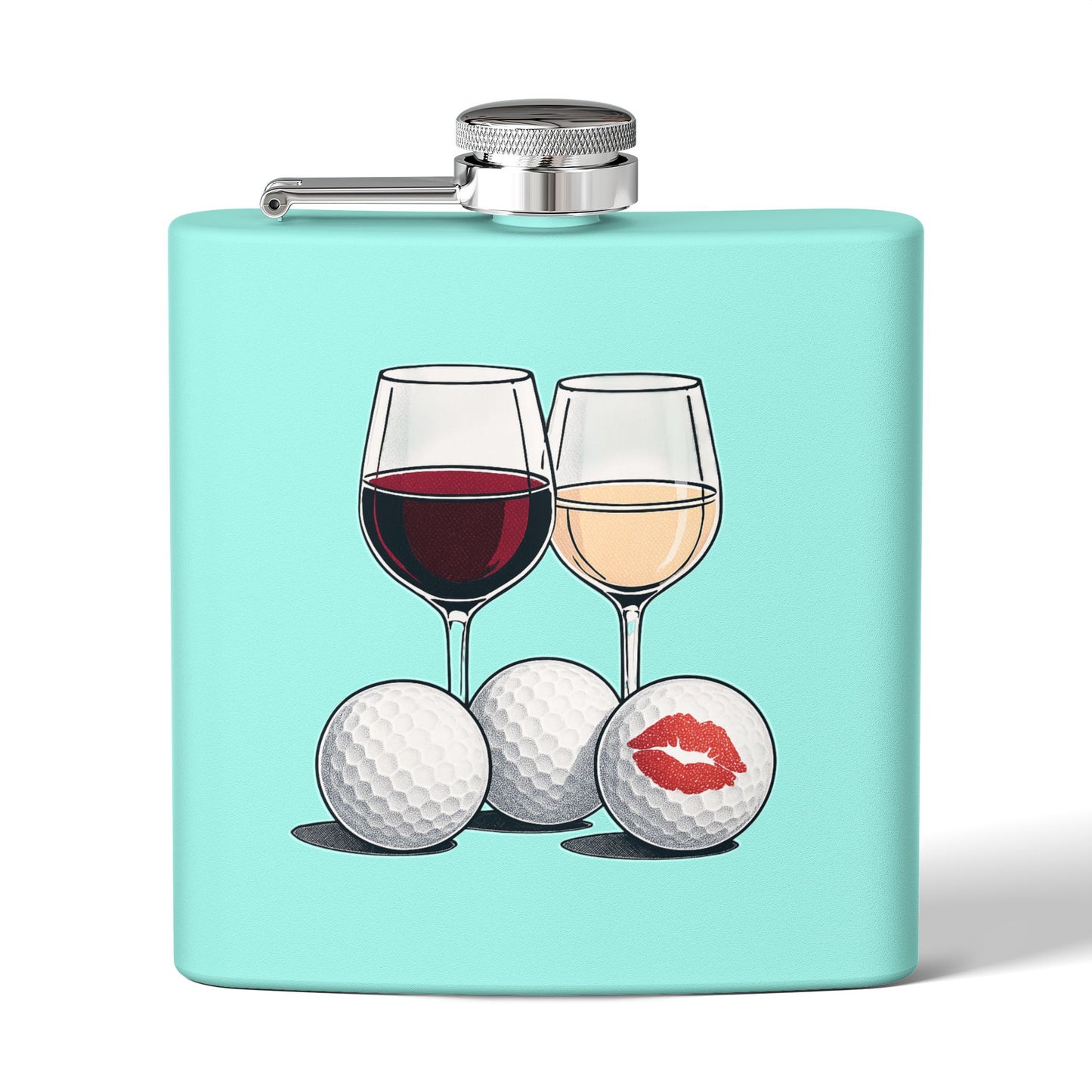 Golf Wine Lips Sleek Stainless Steel Flask