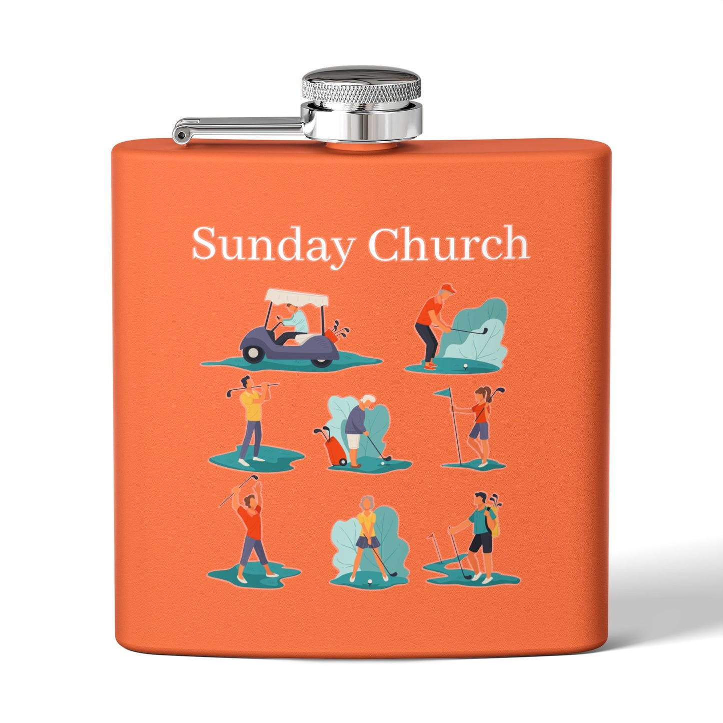 Sunday Church Golf Sleek Stainless Steel Flask