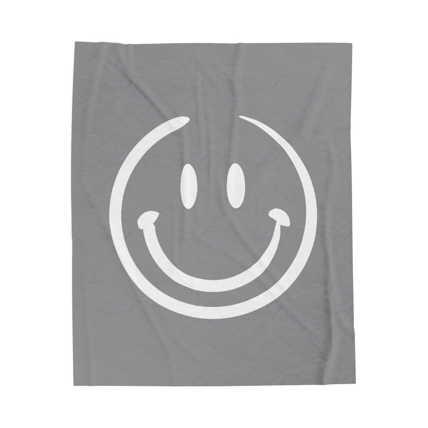 gray with white smiley face Velveteen Plush Blanket