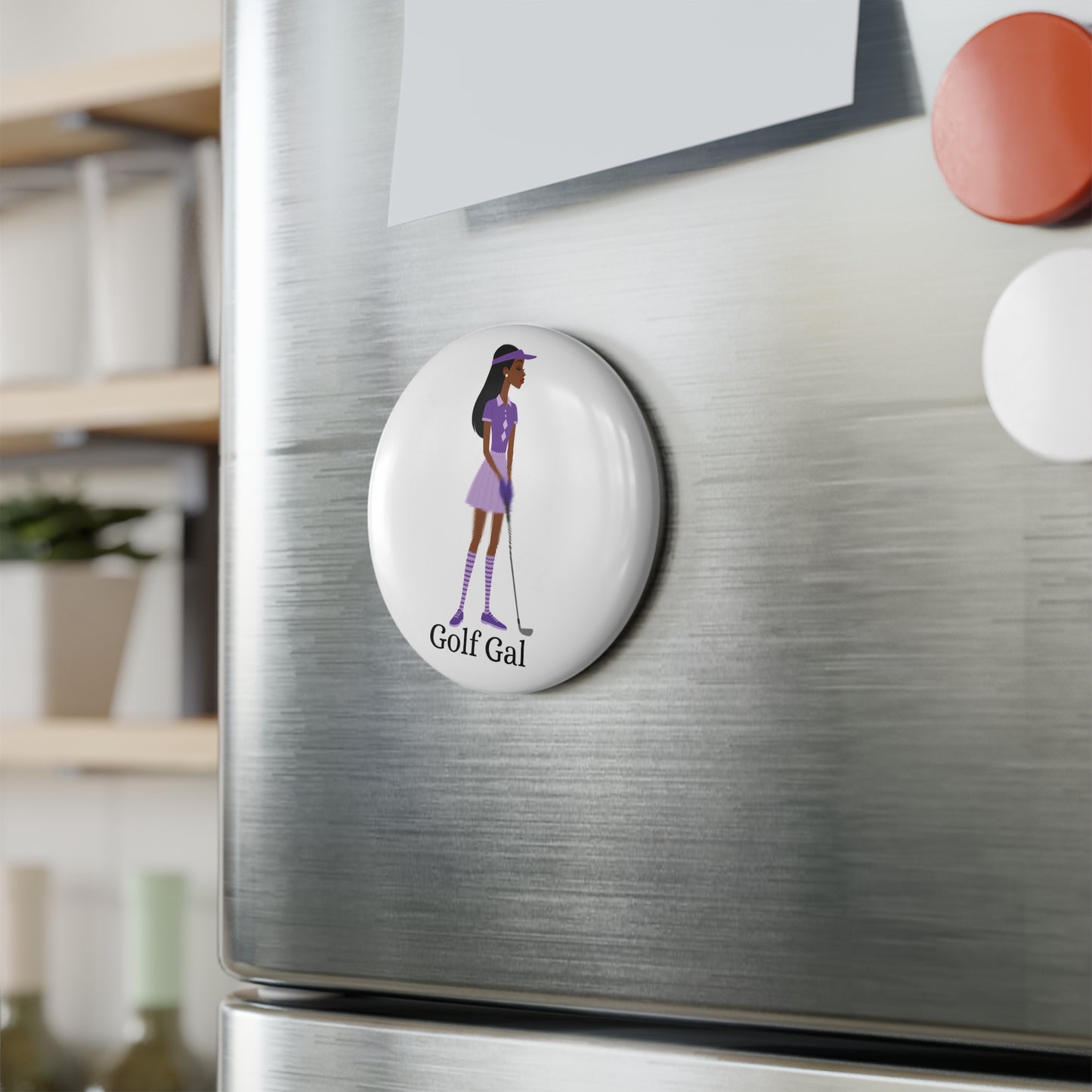 Golf Gal Button Magnet Violet