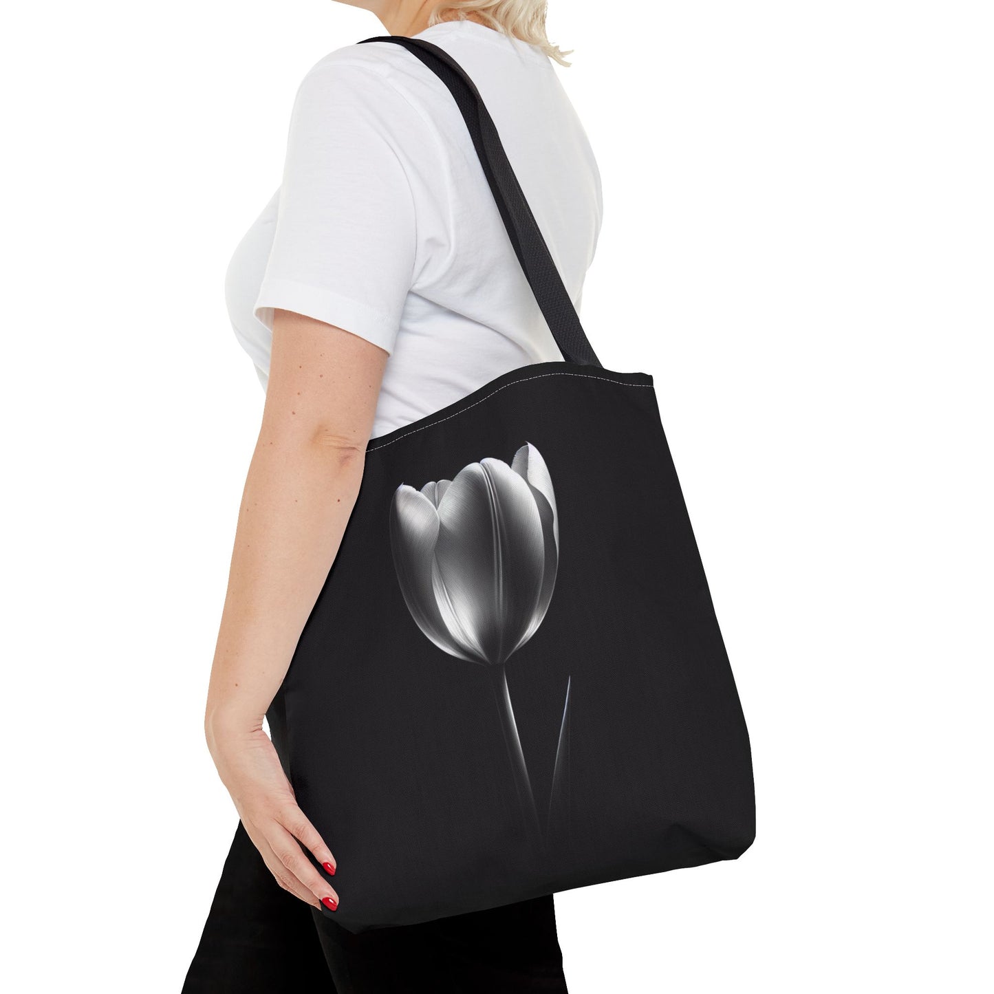 black and white tulip Tote Bag