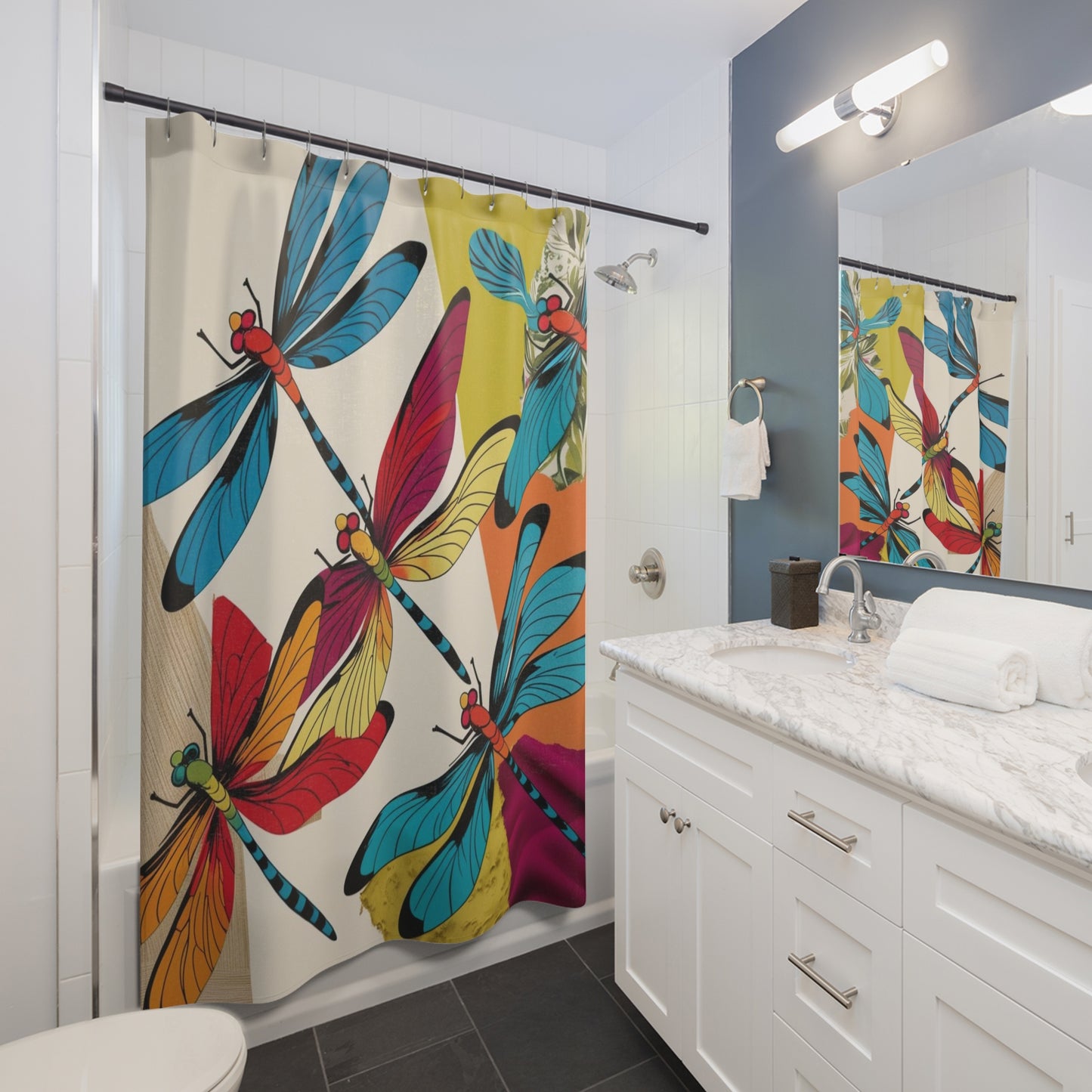 retro Dragonfly Shower Curtains