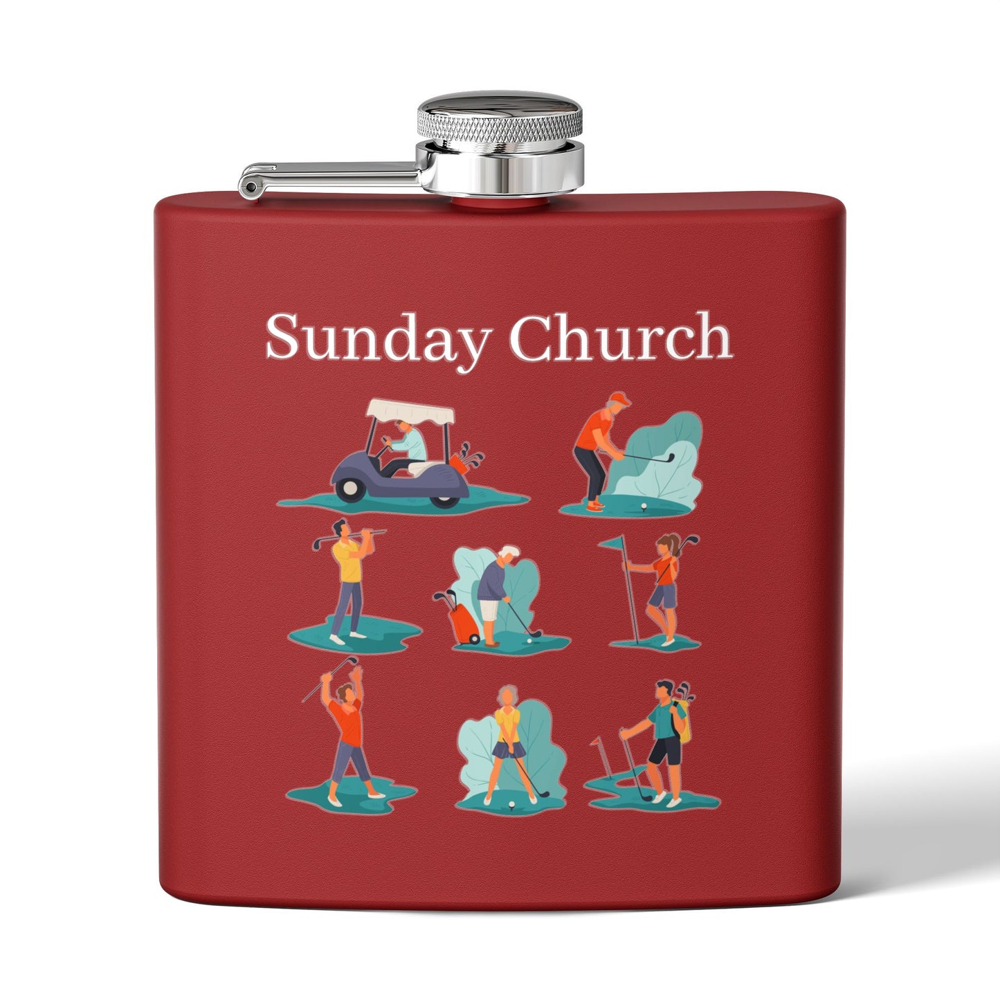 Sunday Church Golf Sleek Stainless Steel Flask
