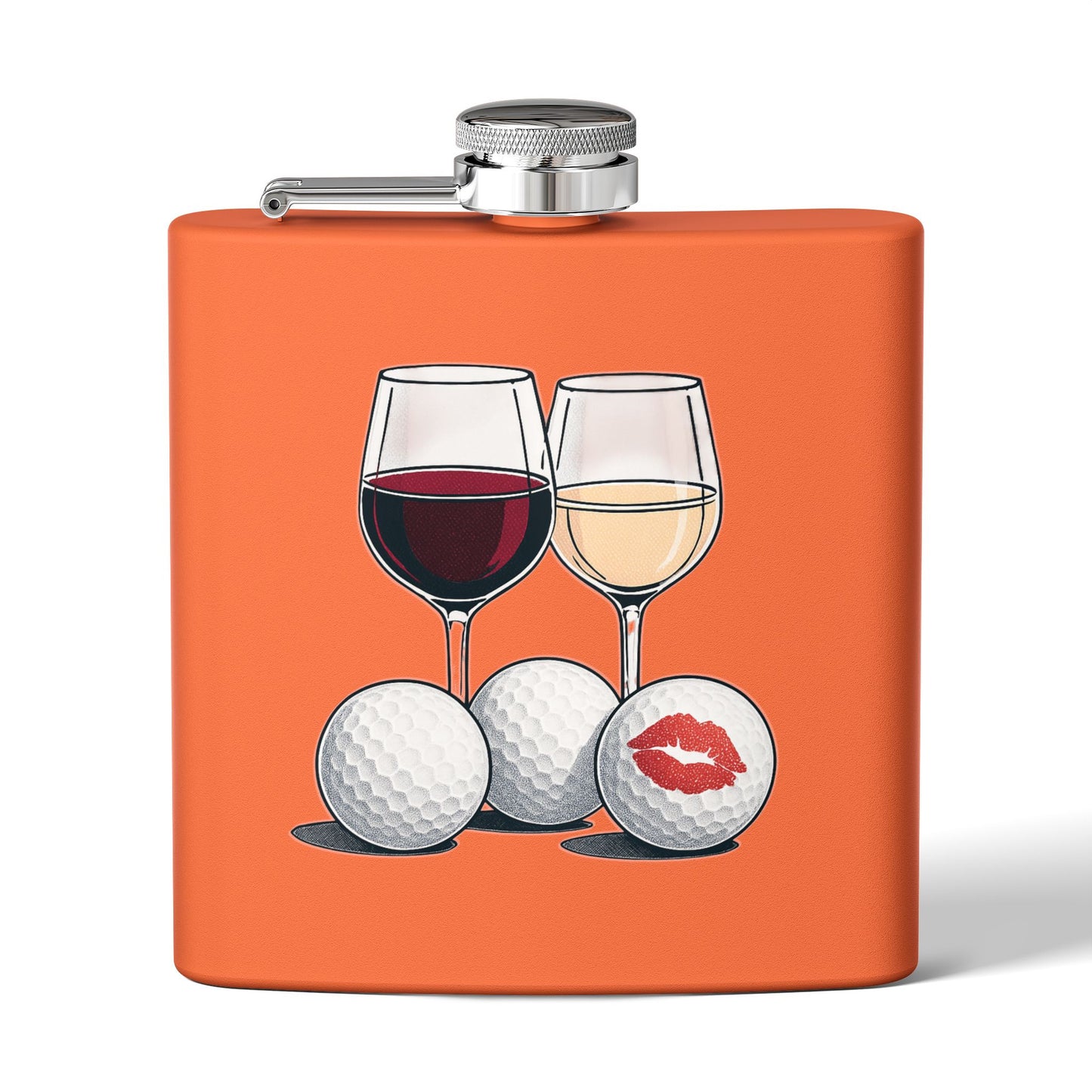 Golf Wine Lips Sleek Stainless Steel Flask