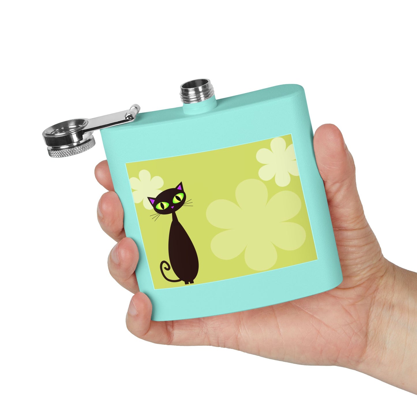 Retro Black Cat Sleek Stainless Steel Flask