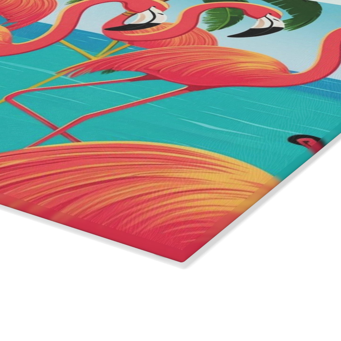 flamingos Glass Cutting Board