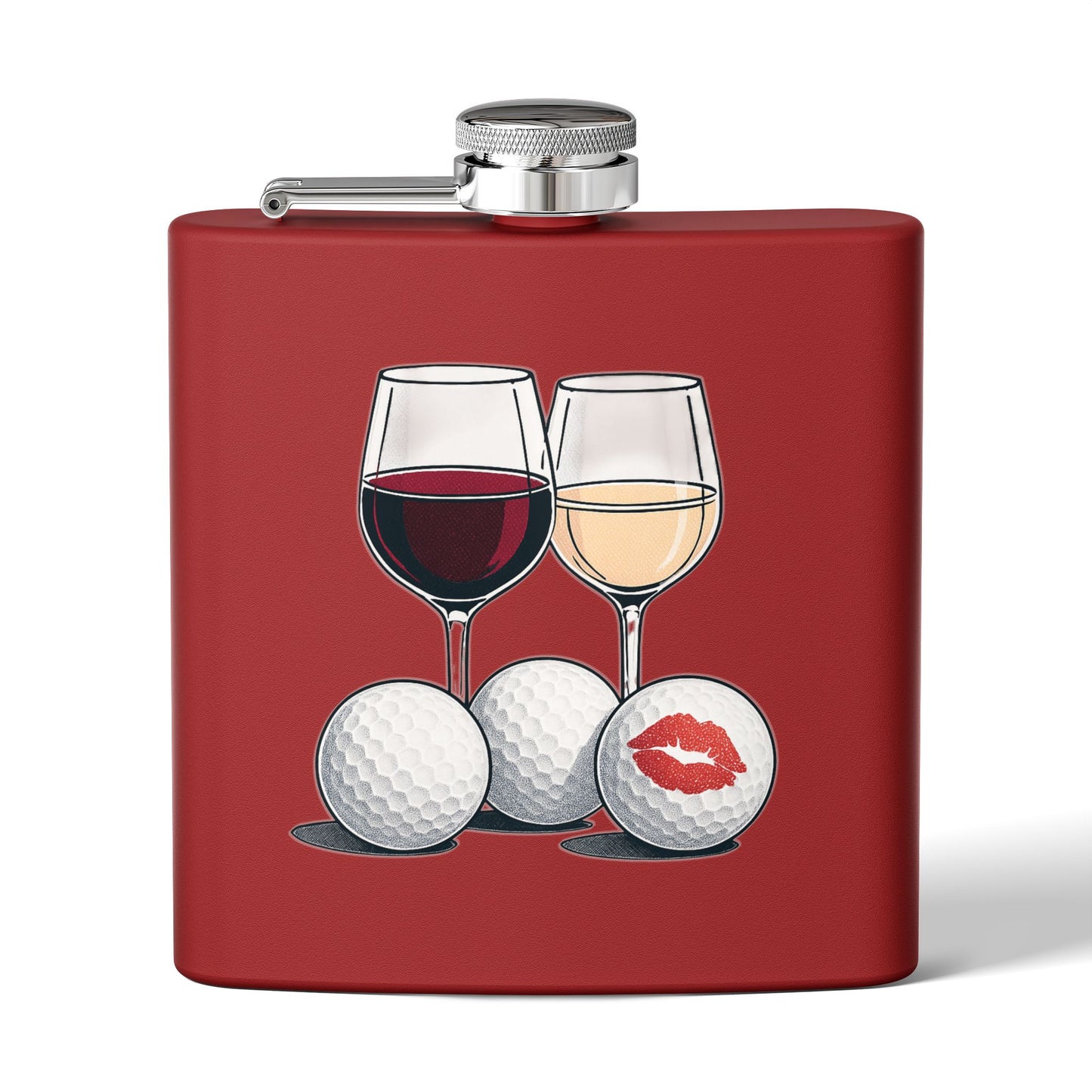Golf Wine Lips Sleek Stainless Steel Flask