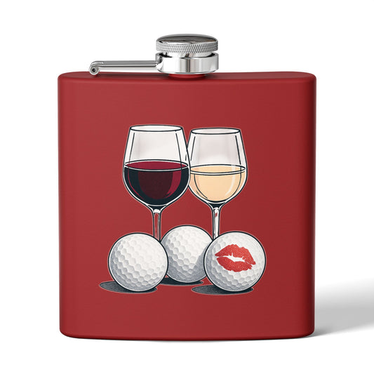 Golf Wine Lips Sleek Stainless Steel Flask