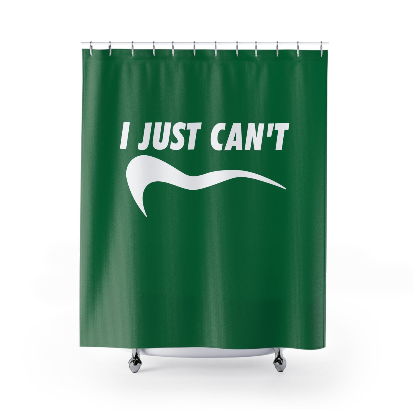 green I just can't Shower Curtains