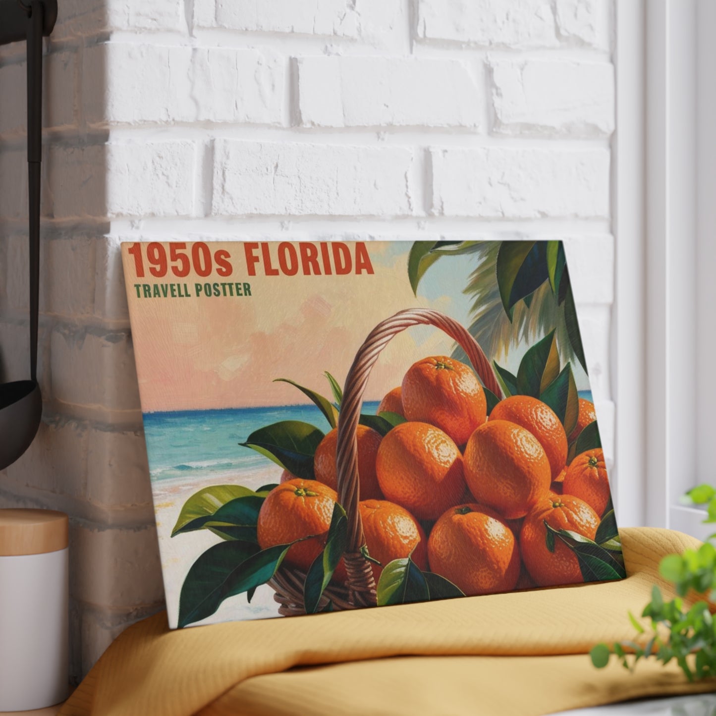 florida oranges Glass Cutting Board