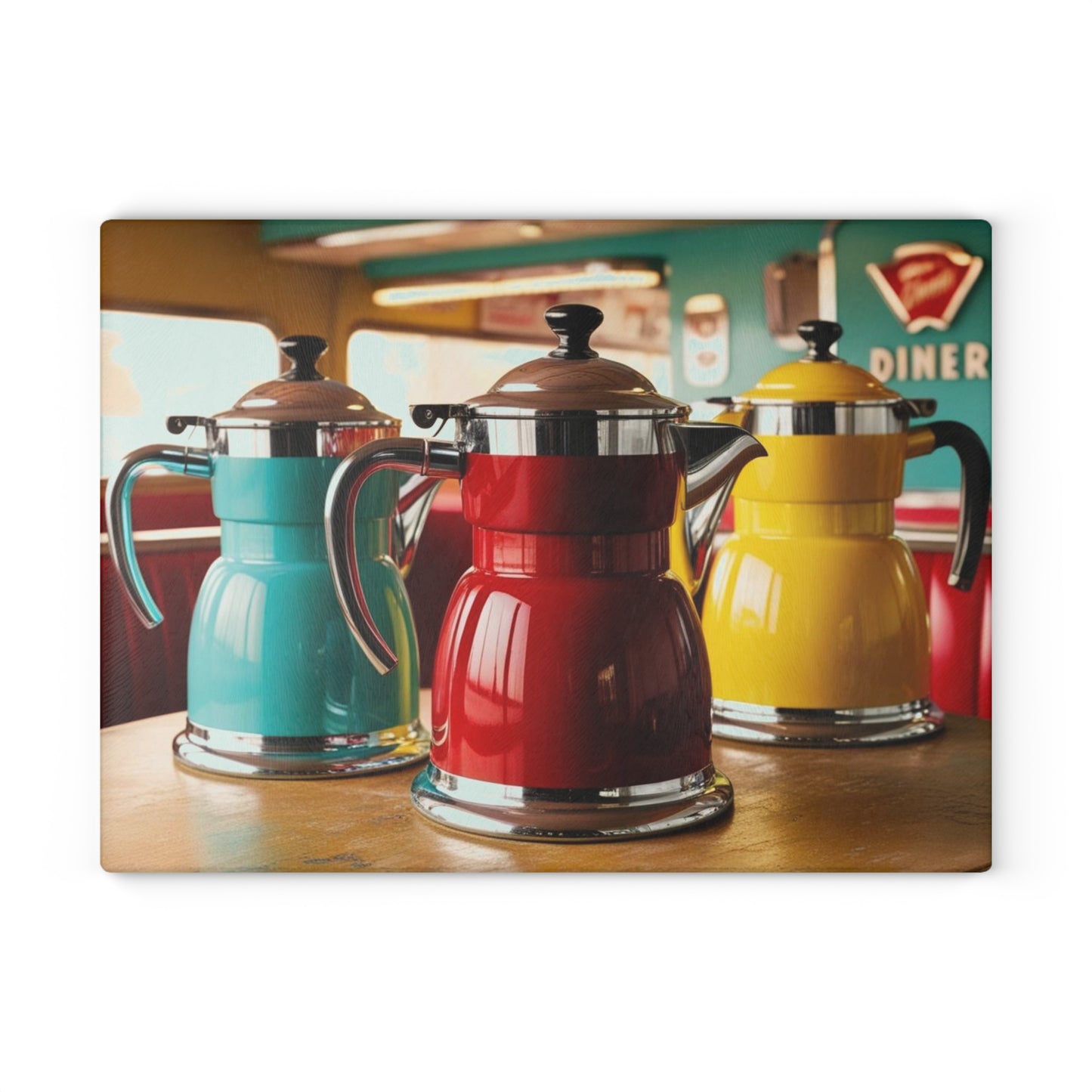 retro coffee pots Glass Cutting Board