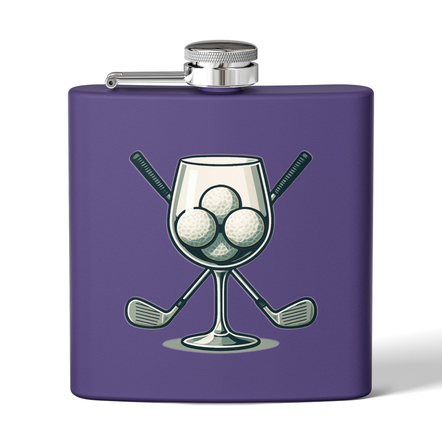Golf Clubs and Wine Sleek Stainless Steel Flask