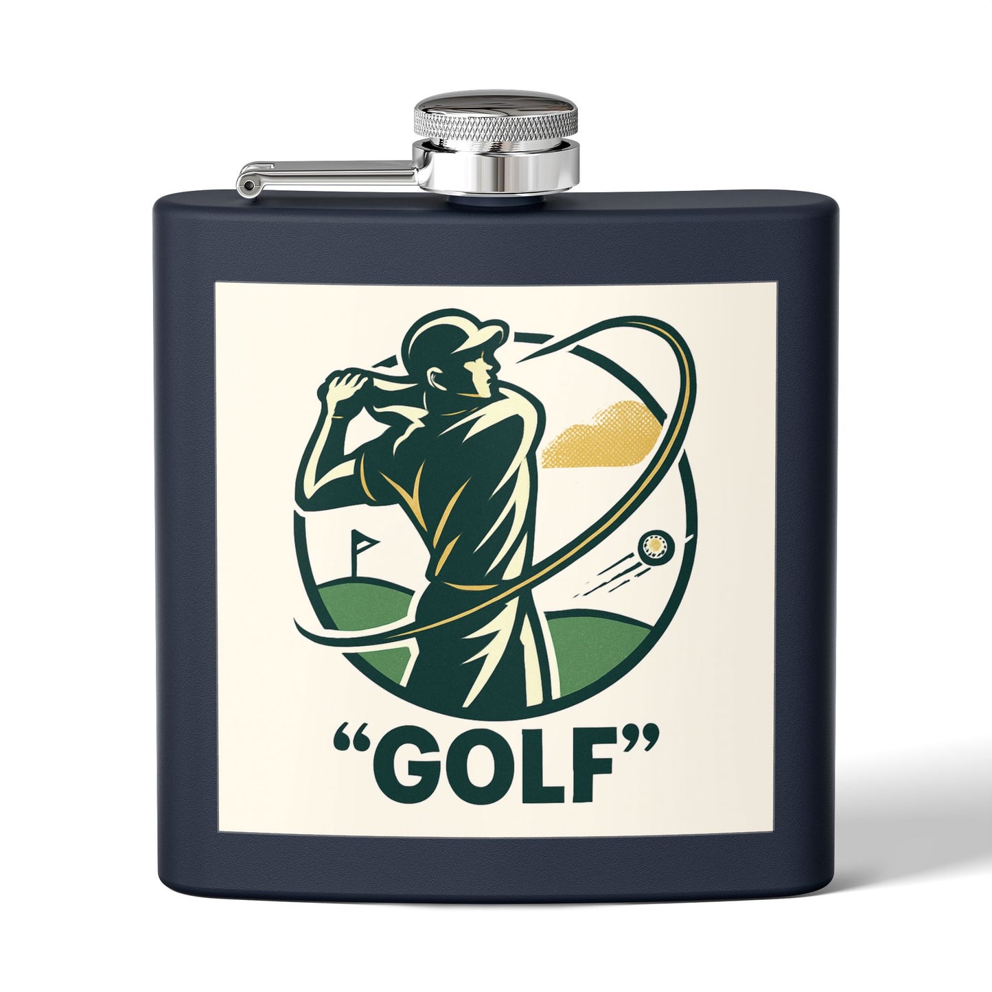 Guy Golf Swing Sleek Stainless Steel Flask