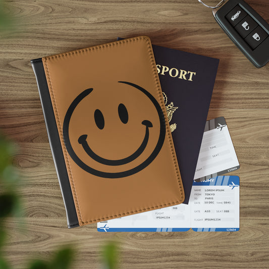 brown withe black smiley face Passport Cover