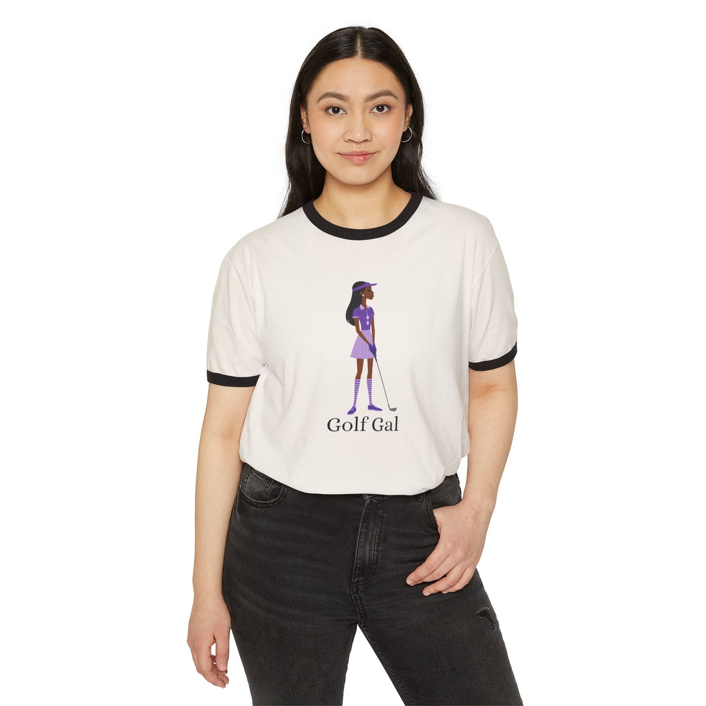 Golf Gal Cotton Ringer T-Shirt Violet