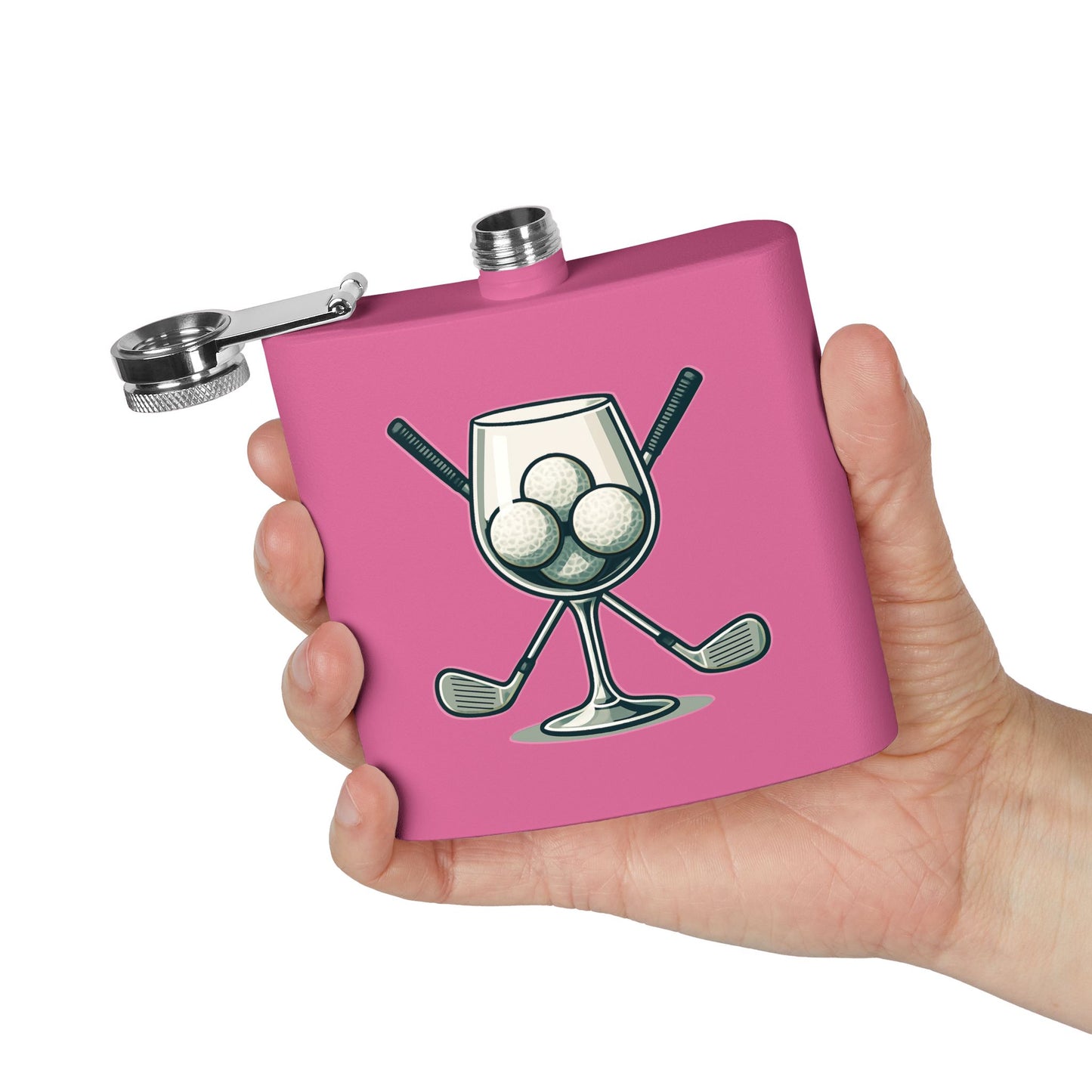 Golf Clubs and Wine Sleek Stainless Steel Flask