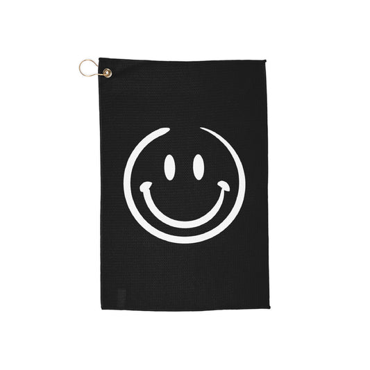 black smiley face Golf Towel
