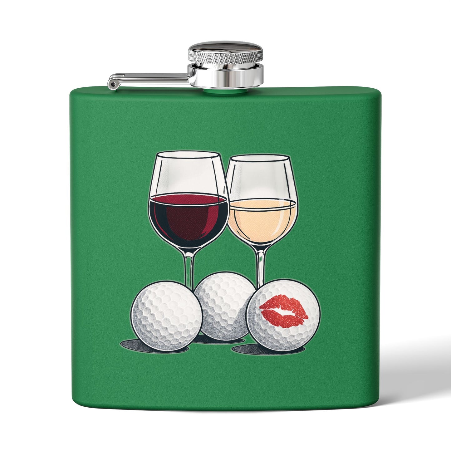 Golf Wine Lips Sleek Stainless Steel Flask