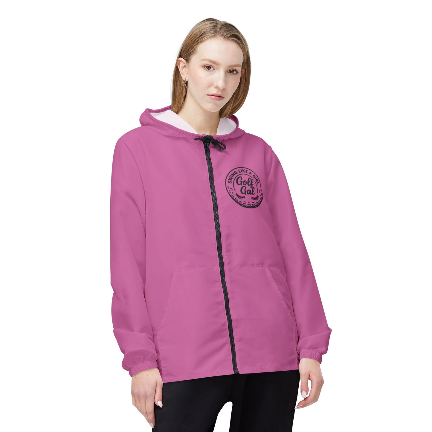 Pink Golf Gal Swing Like a Girl Windbreaker Jacket