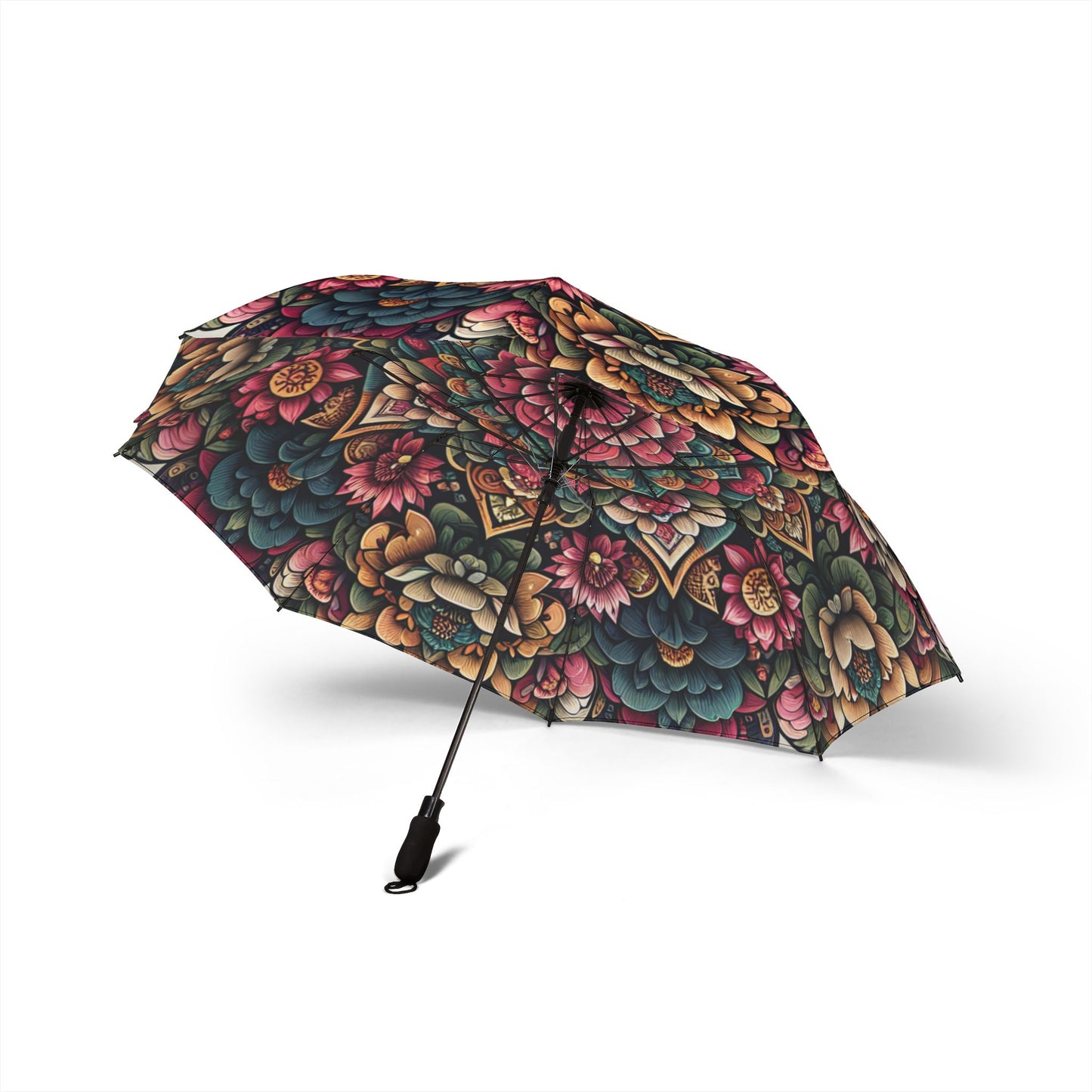 Floral mandala Umbrella - Semi-Automatic Foldable Design