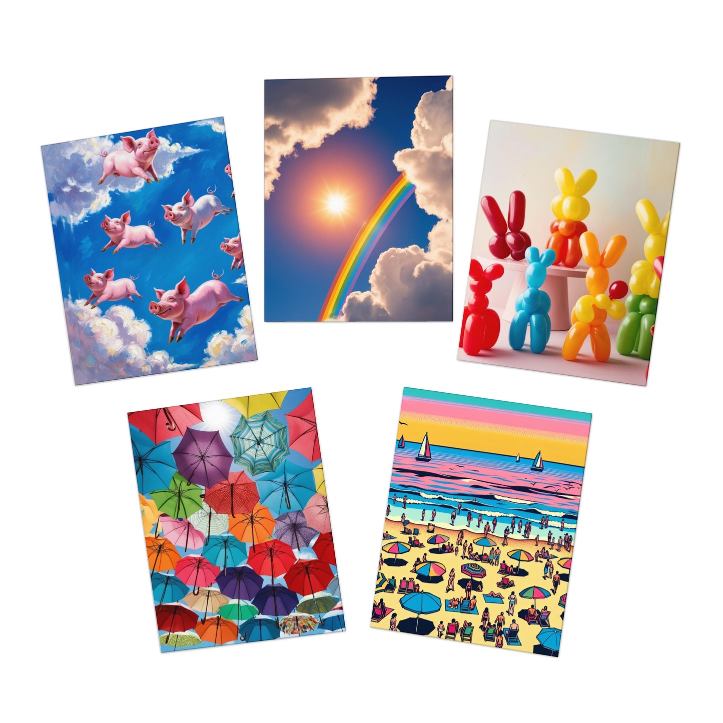 fun bright and cheery Greeting Cards (5-Pack)
