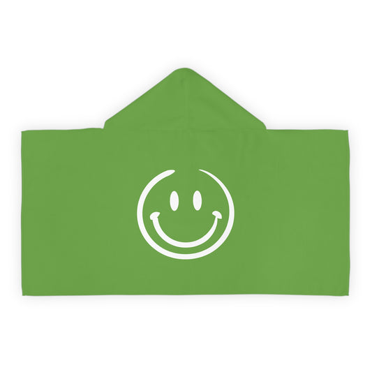 Green Smiley Face Kids Hooded Towel/ Beach Cover-Up