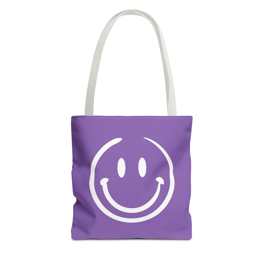 purple with white smiley face Tote Bag