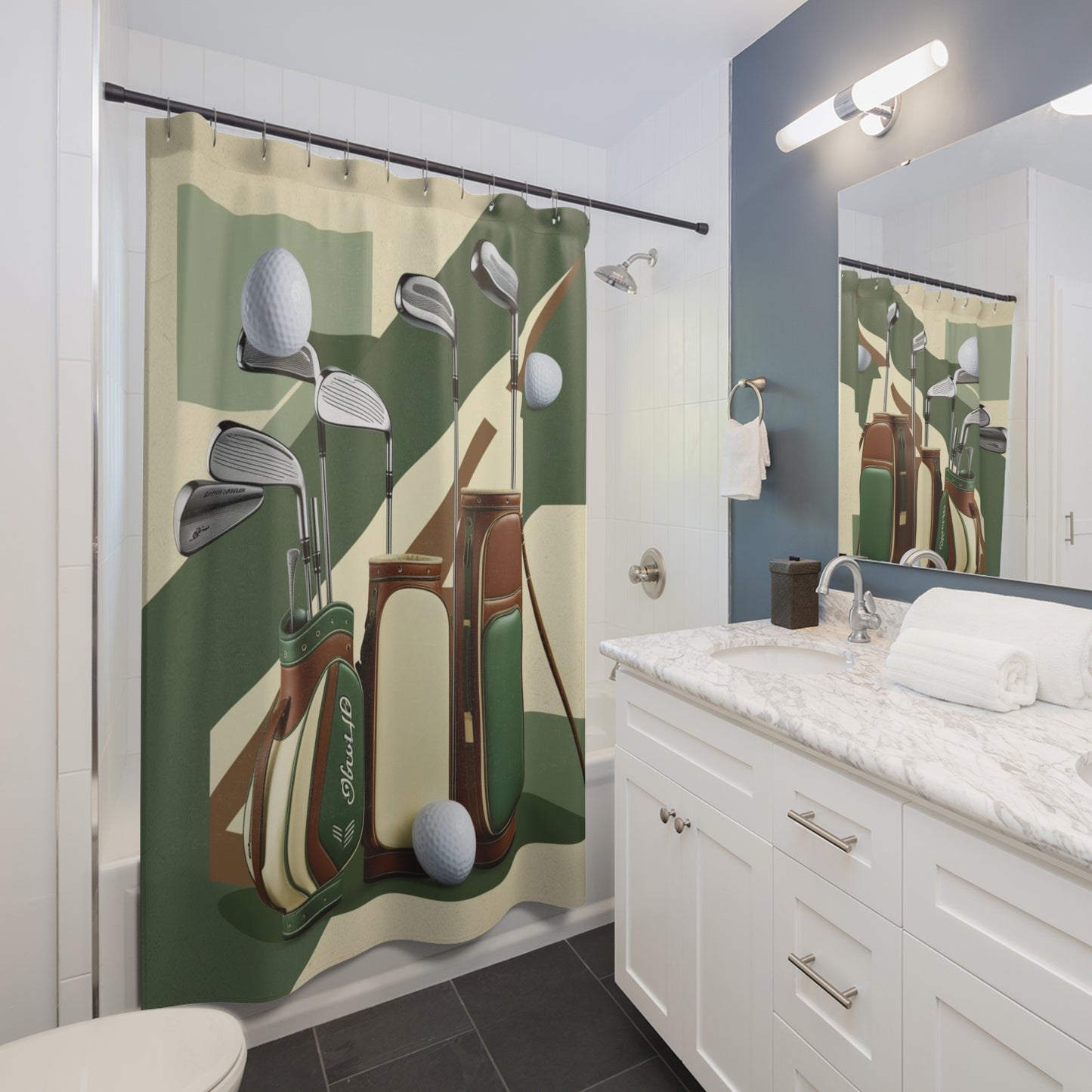 retro golf gear Shower Curtains